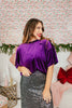 Glam Hour Velvet Top In Purple - Reg & Curvy - Macoma Boutique100 Short Sleeve