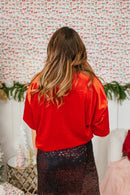 Glam Hour Velvet Top In Red - Reg & Curvy - Macoma Boutique100 Short Sleeve