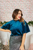 Glam Hour Velvet Top In Teal - Reg & Curvy - Macoma Boutique100 Short Sleeve