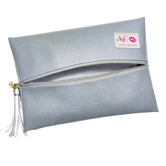 Makeup Junkie Bags - Glitter Silver