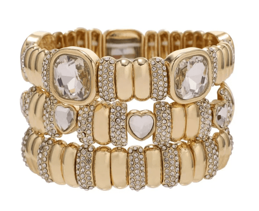 Golden Heart Crystal Stack Set - Macoma Boutique310 Accessories/Jewelry