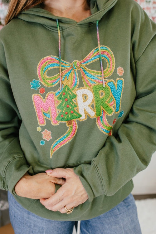 Green Merry Graphic Hoodie - FINAL SALE - Macoma Boutique555 Presales
