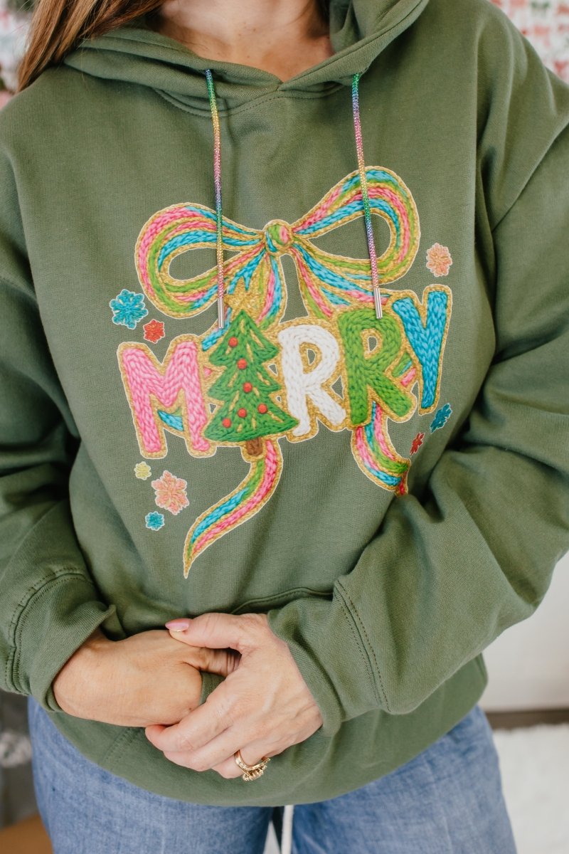 Green Merry Graphic Hoodie - FINAL SALE