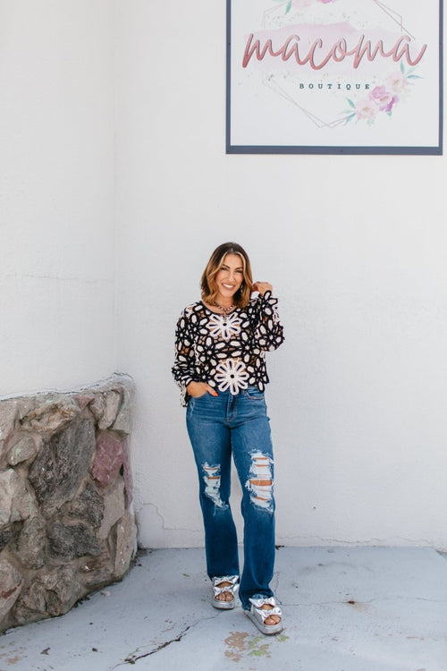 Hear Me Out Top in Black & Beige - FINAL SALE - Macoma Boutique120 Long Sleeve