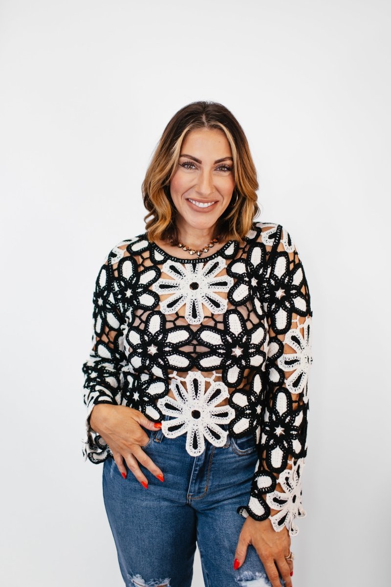 Hear Me Out Top in Black & Beige - FINAL SALE - Macoma Boutique120 Long Sleeve