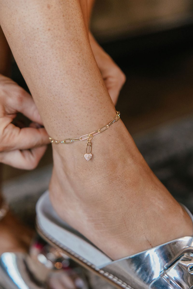 Heart Pin Anklet - Macoma Boutique310 Accessories/Jewelry