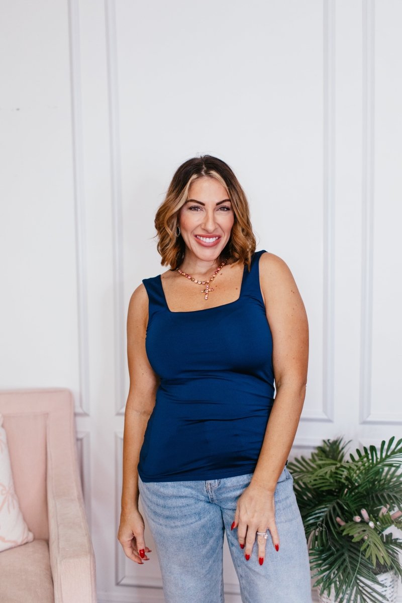 Here's The Scoop Tank in Navy - Reg/Curvy- FINAL SALE