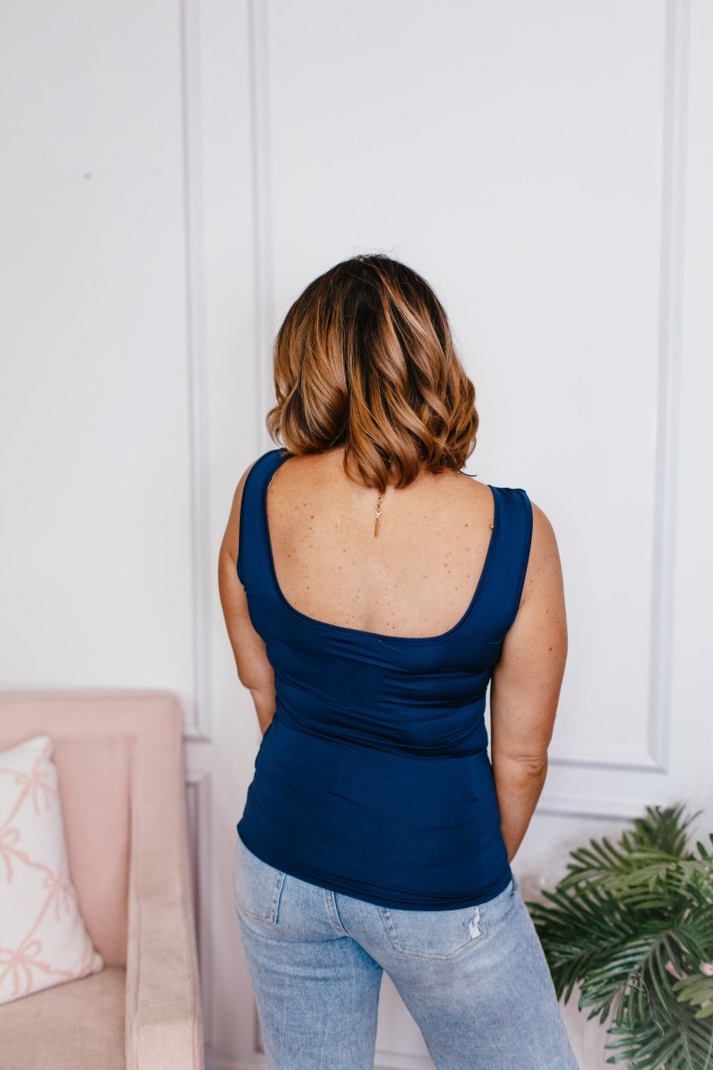 Here's The Scoop Tank in Navy - Reg/Curvy- FINAL SALE