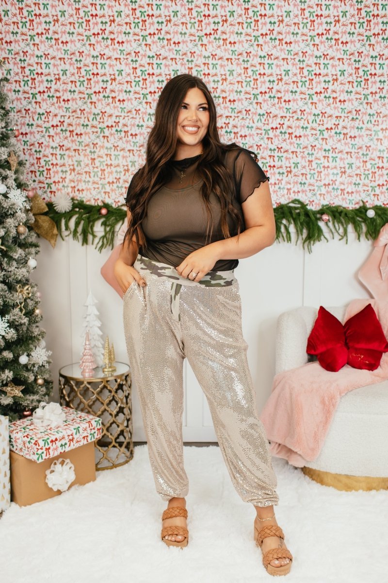 Holiday Glow Joggers In Camo - Reg & Curvy - Macoma Boutique210 Other Bottoms