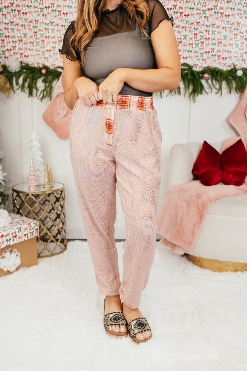 Holiday Glow Joggers In Plaid - Reg & Curvy - Macoma Boutique210 Other Bottoms
