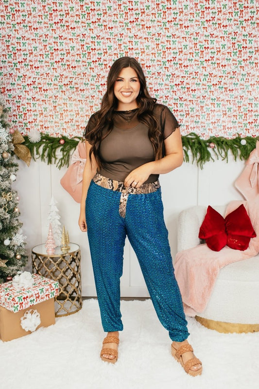 Holiday Glow Joggers In Snake - Reg & Curvy - Macoma Boutique210 Other Bottoms