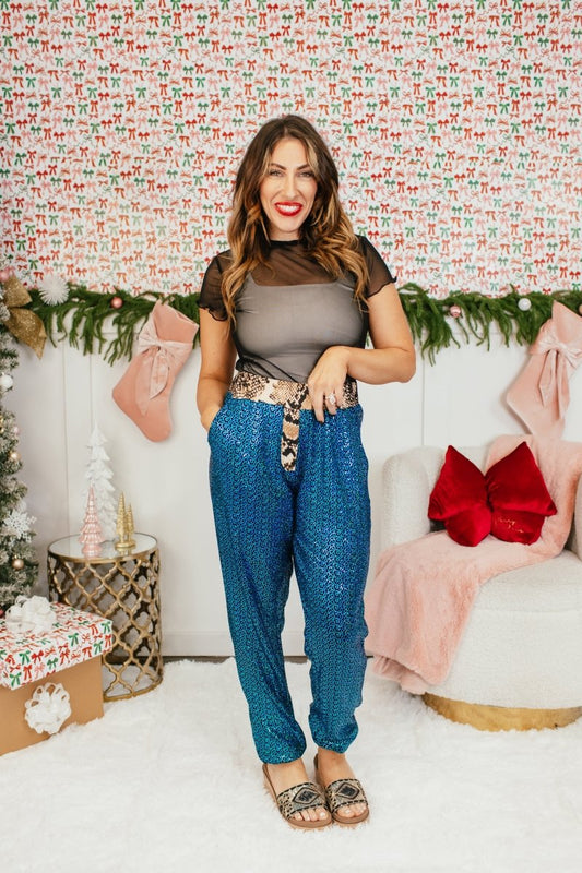 Holiday Glow Joggers In Snake - Reg & Curvy - Macoma Boutique210 Other Bottoms