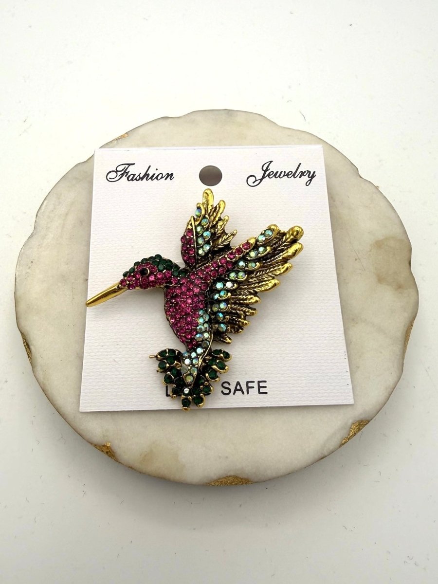 Hummingbird Brooch In Multicolor - Macoma Boutique310 Accessories