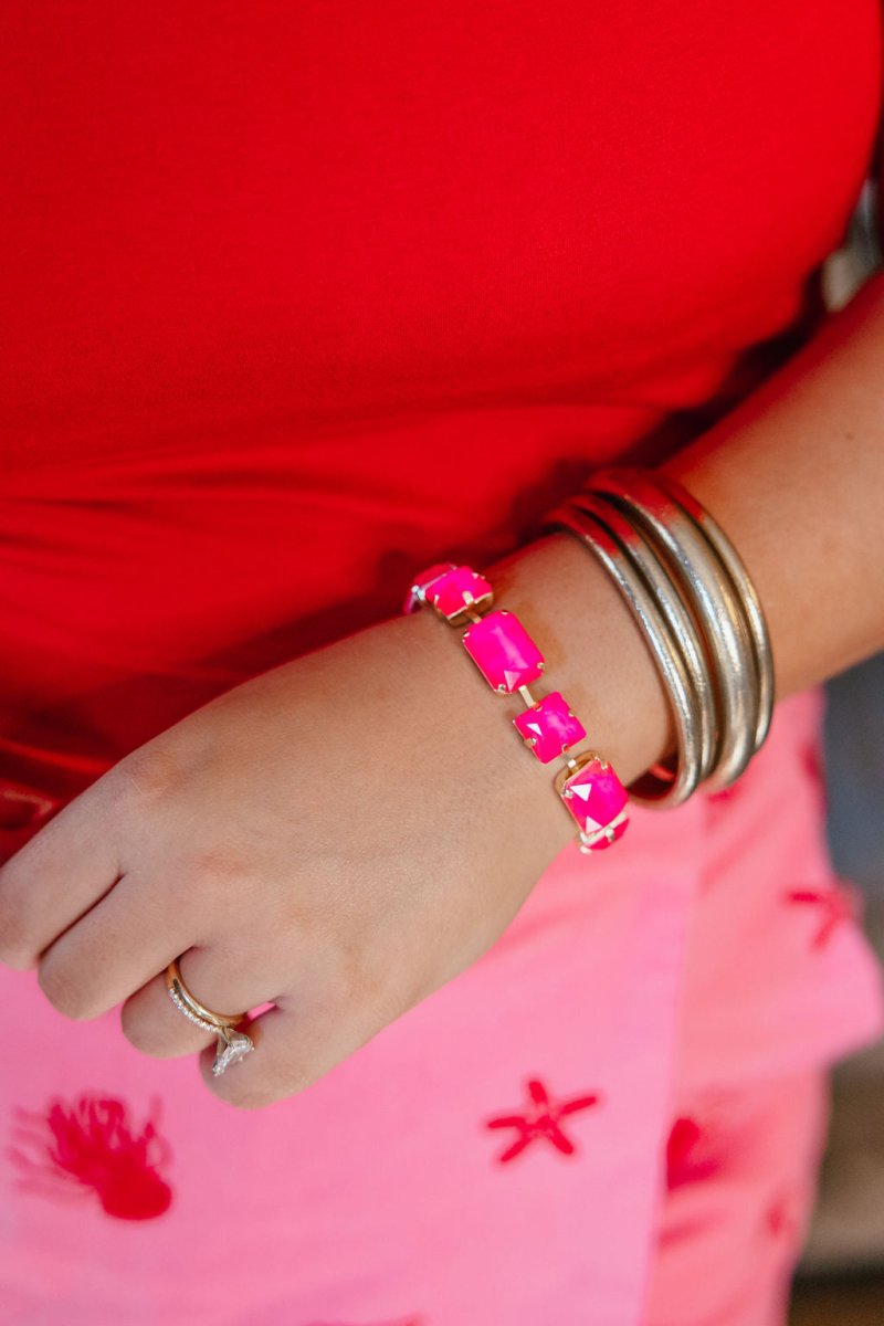 I'm Still Bejeweled Bracelet in Hot Pink - Macoma Boutique315 Jewelry