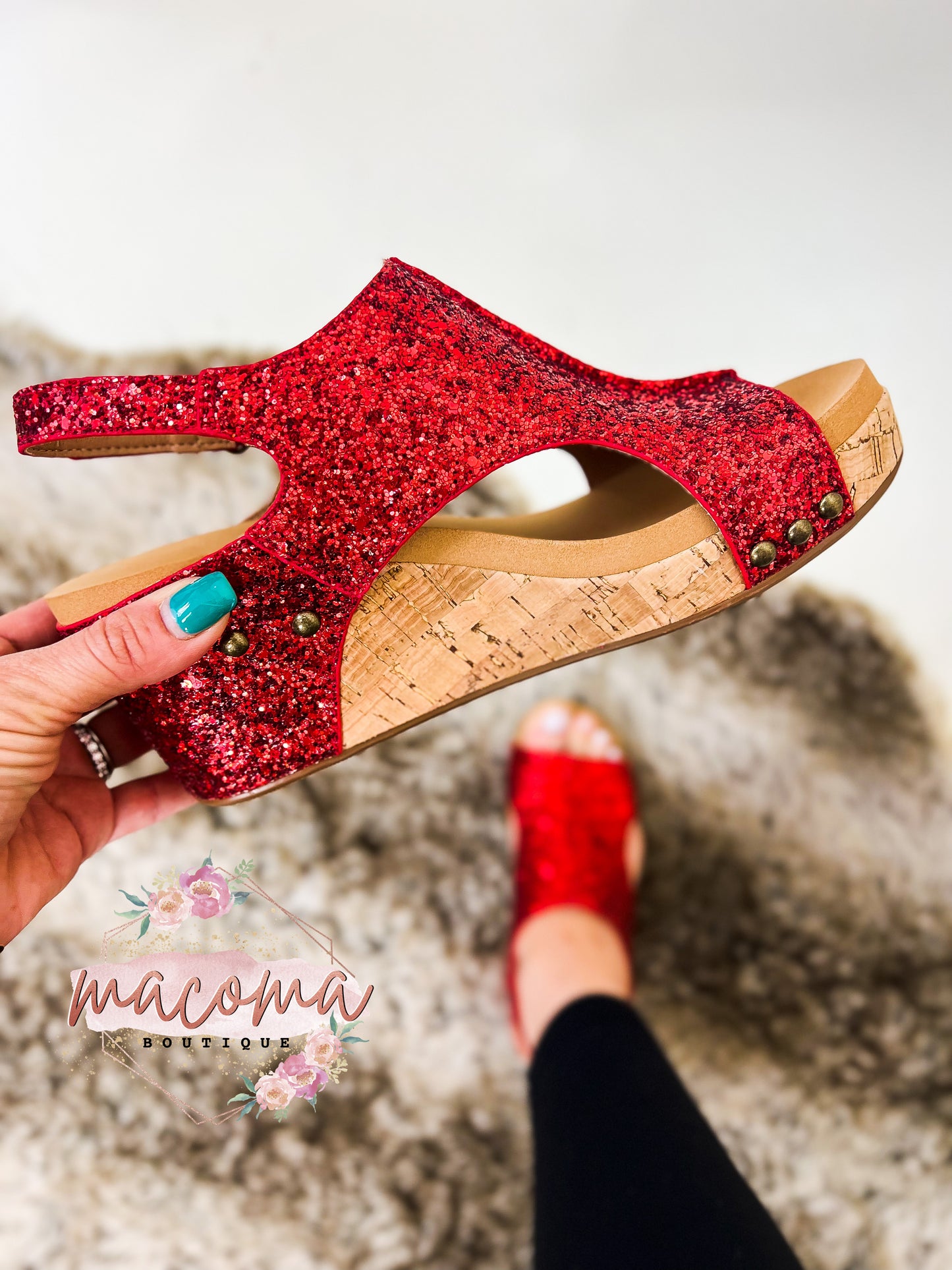 Corky's Red Glitter Ashley Sandals- FINAL SALE