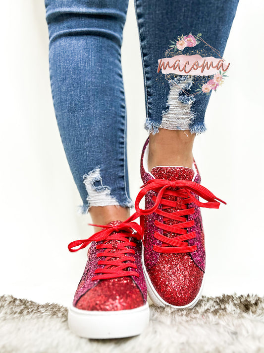Corky's Red/Fuchsia Glitter Supernova Sneakers- FINAL SALE