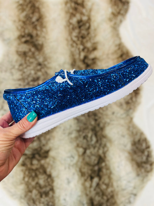 Corky's Electric Blue Glitter On Deck Shoes