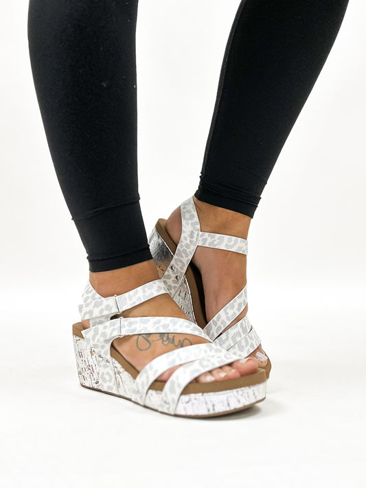 Corky's White Leopard Giggle Sandals