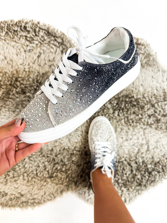 Corky's Silver Black Ombre Bedazzle Sneakers