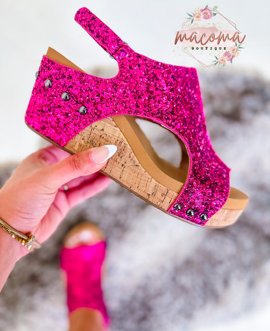 Corky's Fuchsia Glitter Carley Sandals- FINAL SALE