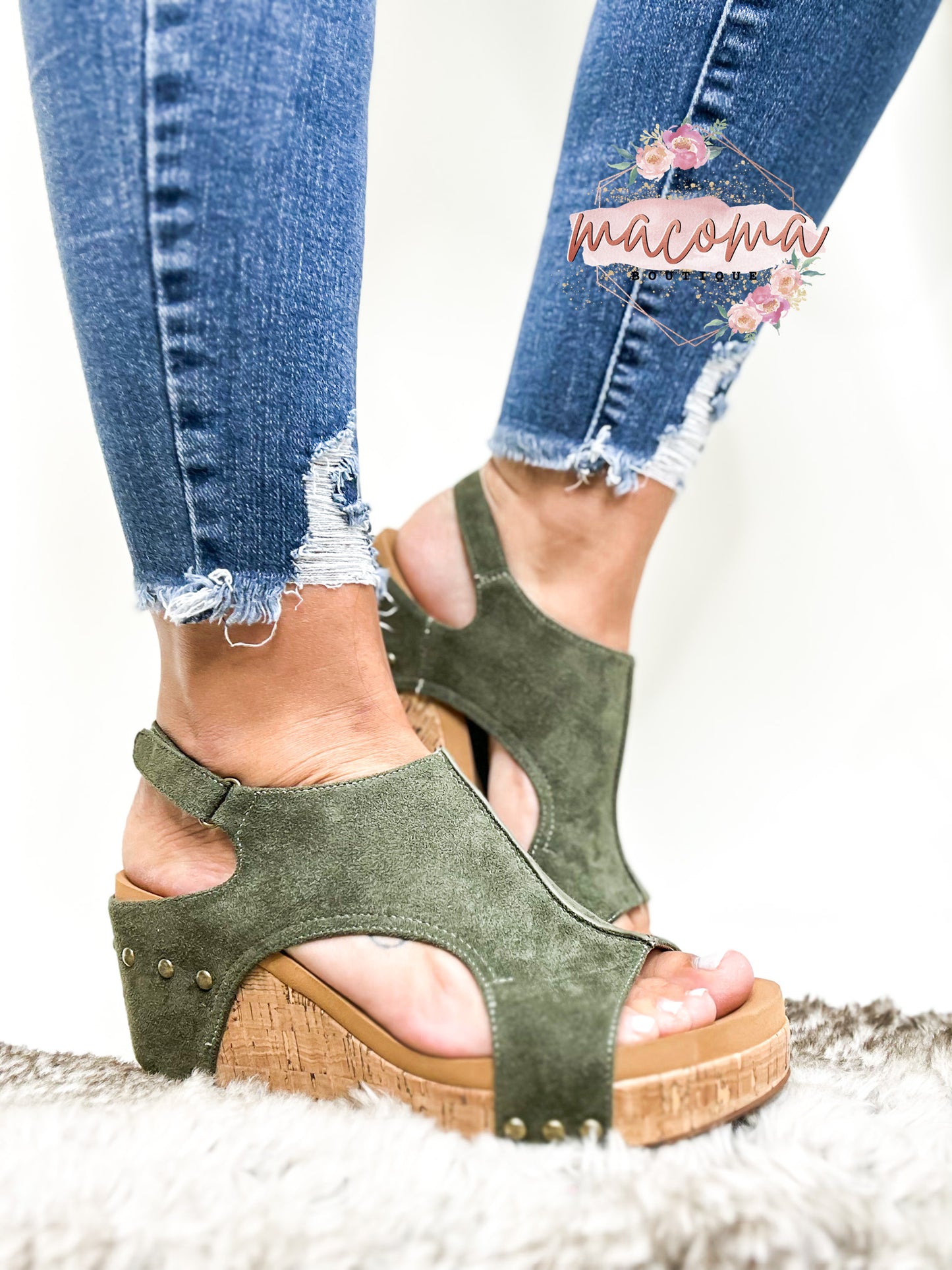 Corky's Olive Suede Ashley Sandals
