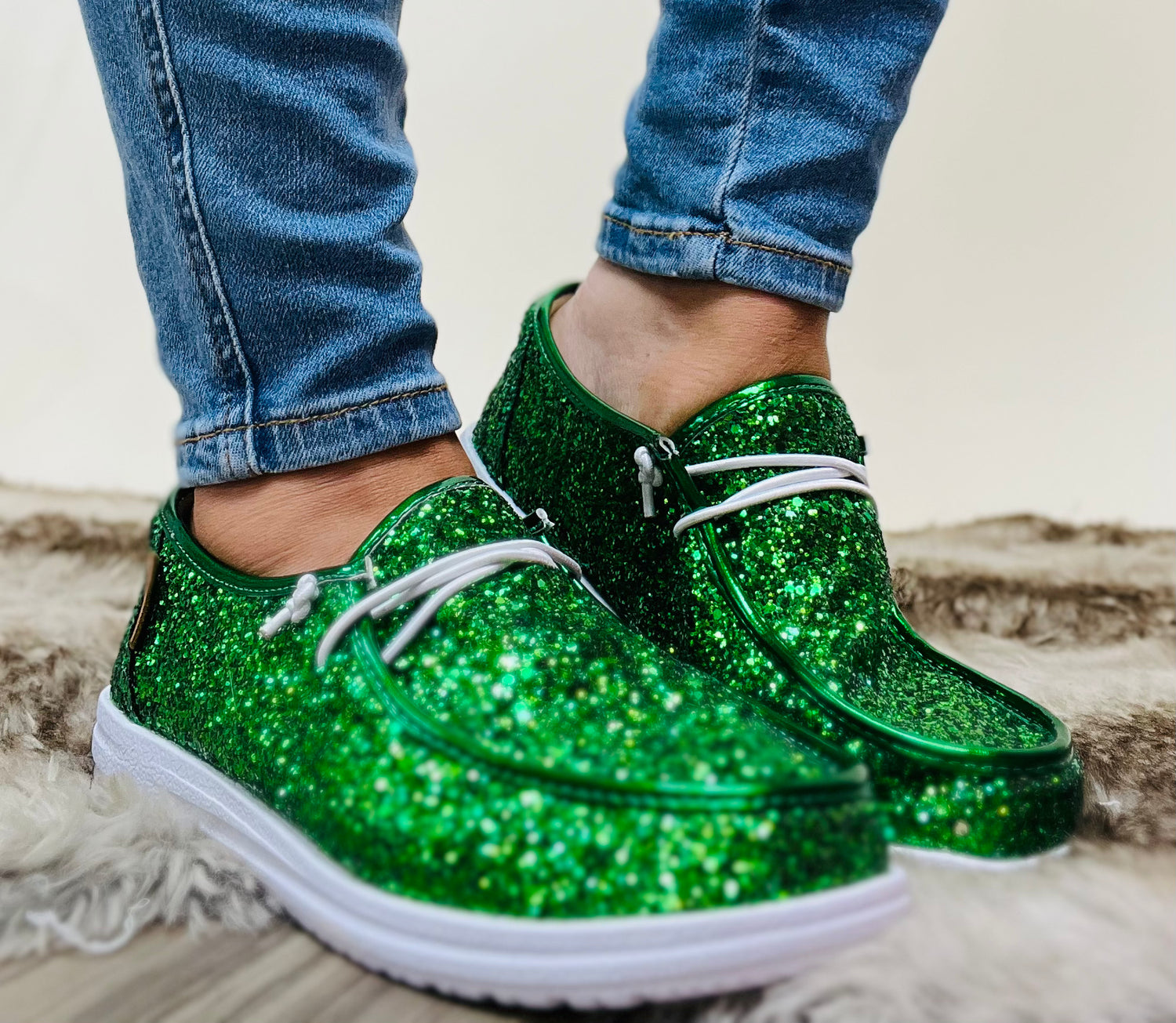 Corky s Green Glitter On Deck Shoes FINAL SALE Macoma Boutique