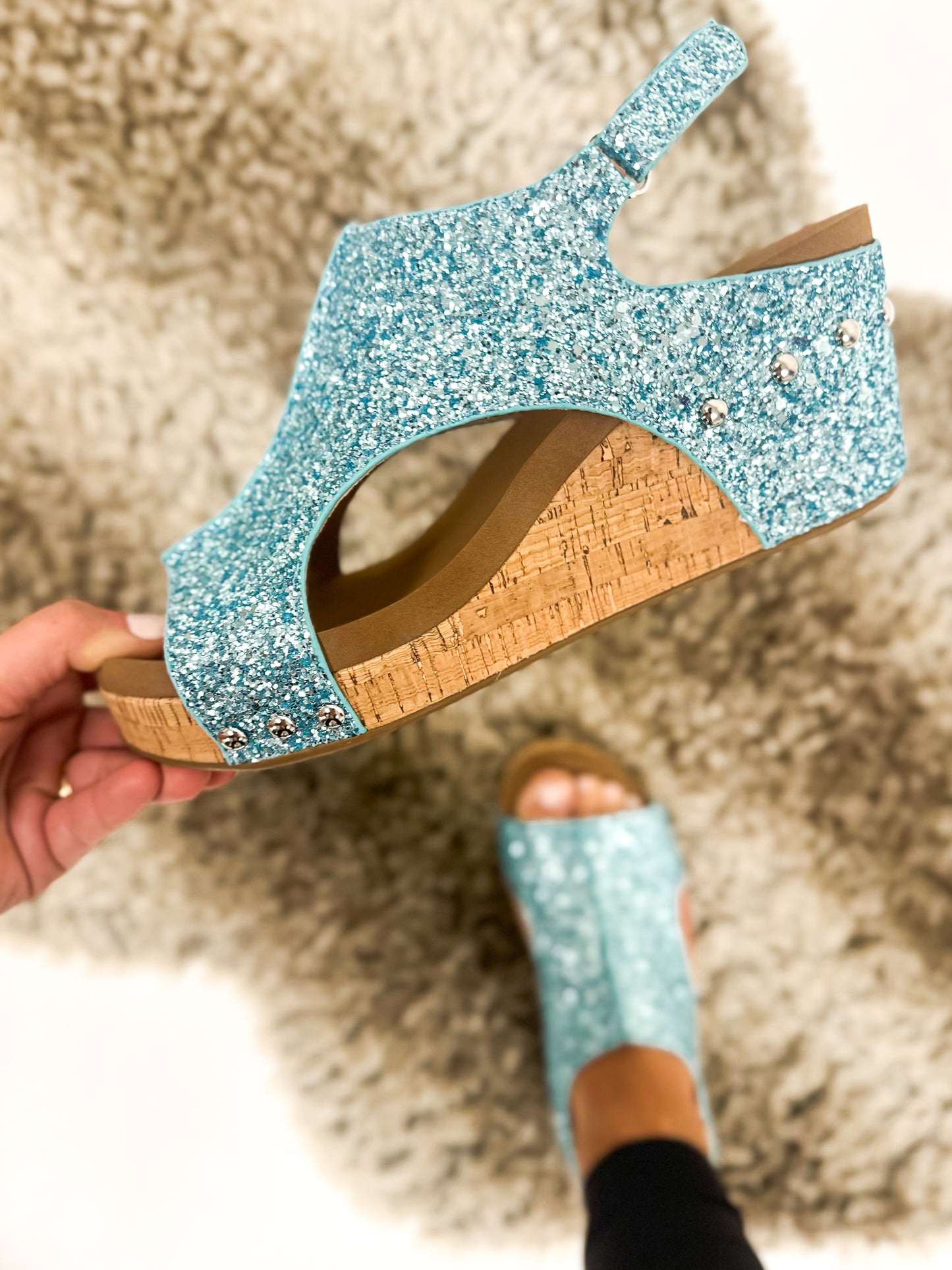 Corky's Turquoise Chunky Glitter Carley Sandals