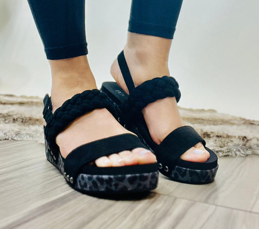 Corky's Black Suede Pleasant Sandals