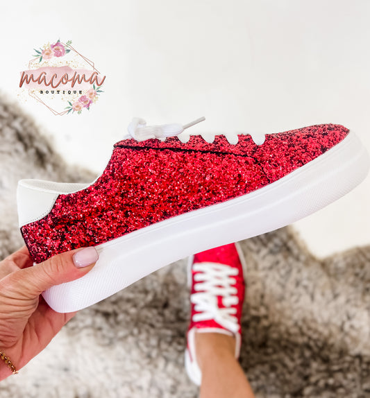Corky's Red Glitter Glaring Sneakers