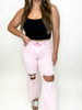 Babs Distressed Straight Jeans in Pink