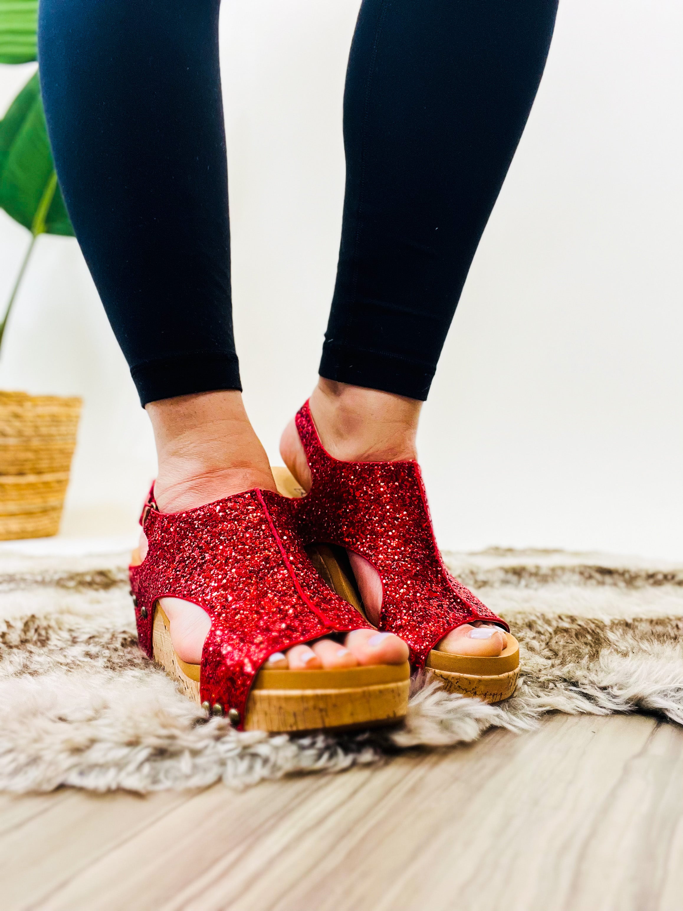 Red hot sale glitter sandals