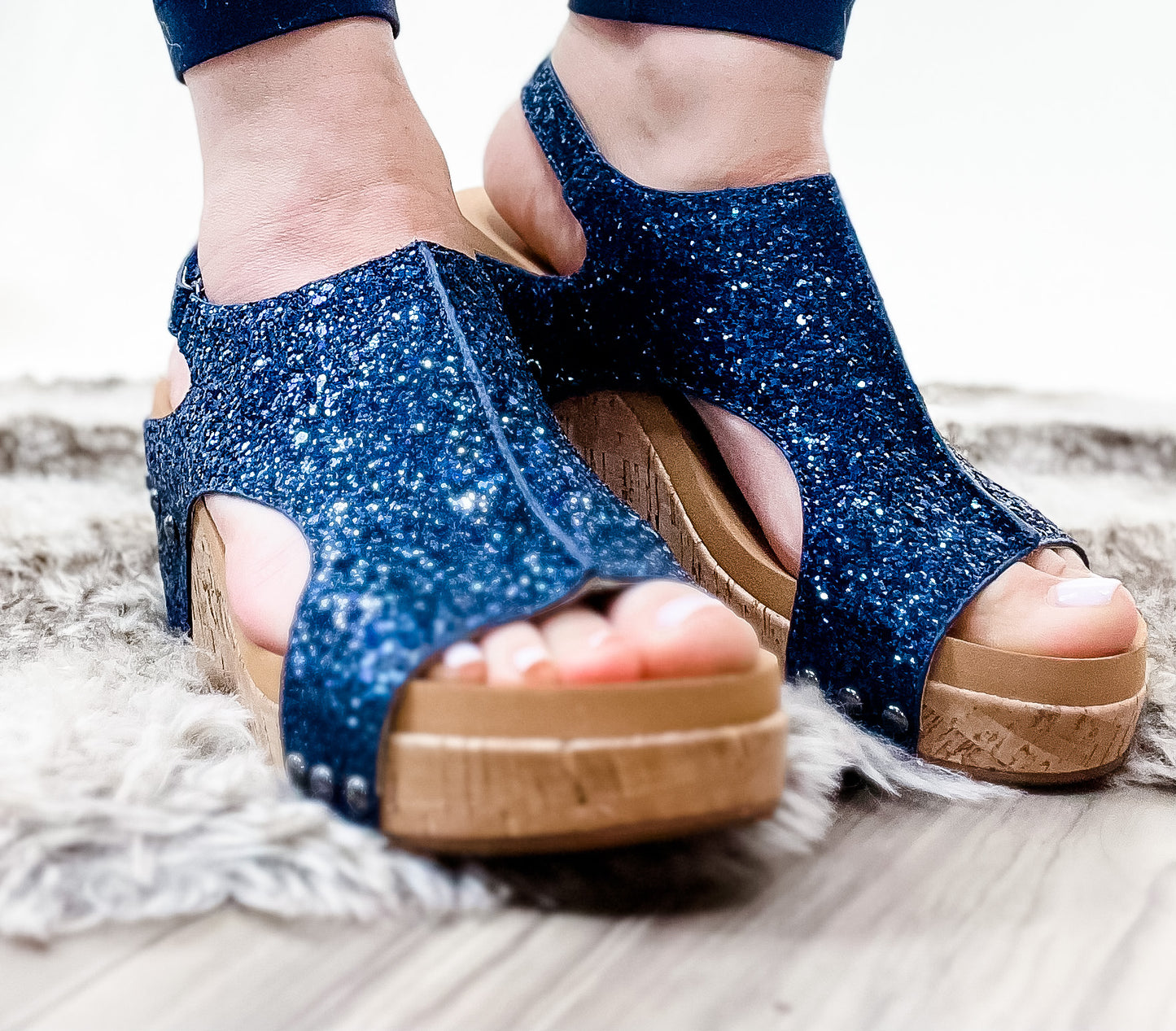 Corky's Navy Glitter Ashley Sandals- FINAL SALE