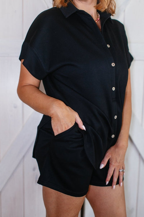 In The Morning Romper in Black - FINAL SALE - Macoma Boutique260 Jumpsuits/Rompers/Overalls