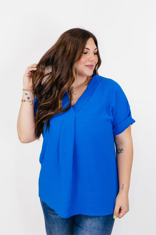 In Too Deep Top in Blue - FINAL SALE - Macoma Boutique100 Short Sleeve