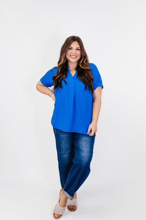 In Too Deep Top in Blue - FINAL SALE - Macoma Boutique100 Short Sleeve