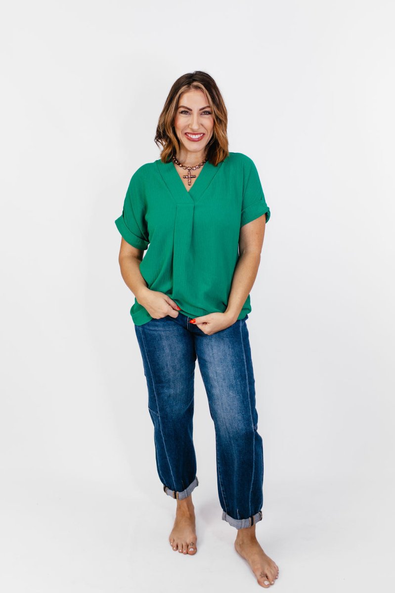 In Too Deep Top in Green - FINAL SALE - Macoma Boutique100 Short Sleeve