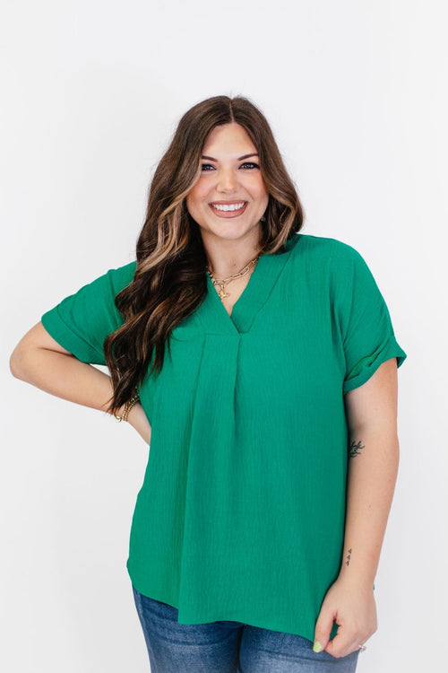In Too Deep Top in Green - FINAL SALE - Macoma Boutique100 Short Sleeve