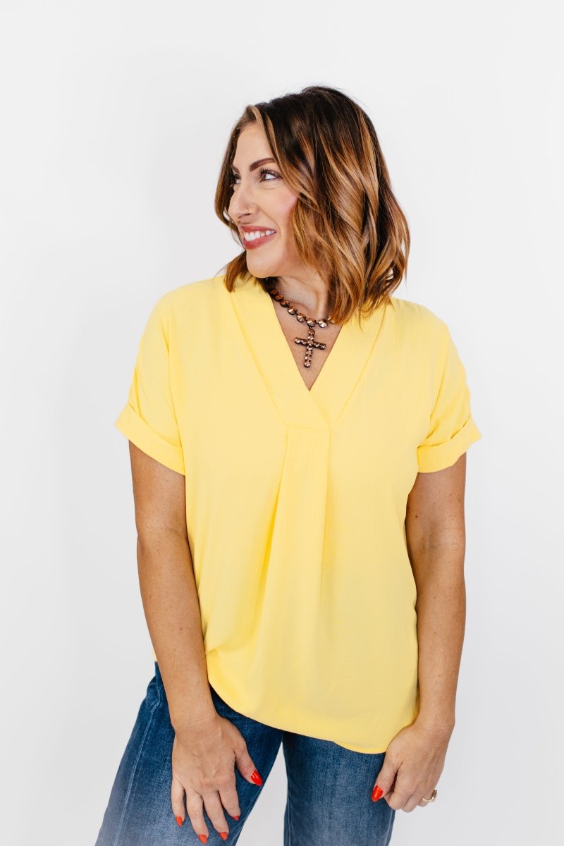 In Too Deep Top in Yellow - FINAL SALE - Macoma Boutique100 Short Sleeve