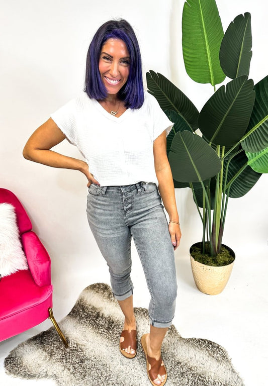 Judy Blue Skies Are Grey Capri Jeans - FINAL SALE - Macoma Boutique170 Denim