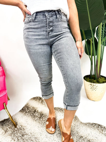 Judy Blue Skies Are Grey Capri Jeans - FINAL SALE - Macoma Boutique170 Denim
