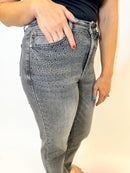 Judy Blue Sparkle Stone Grey Straight Leg Jeans Reg/Curvy - Macoma Boutique170 Denim
