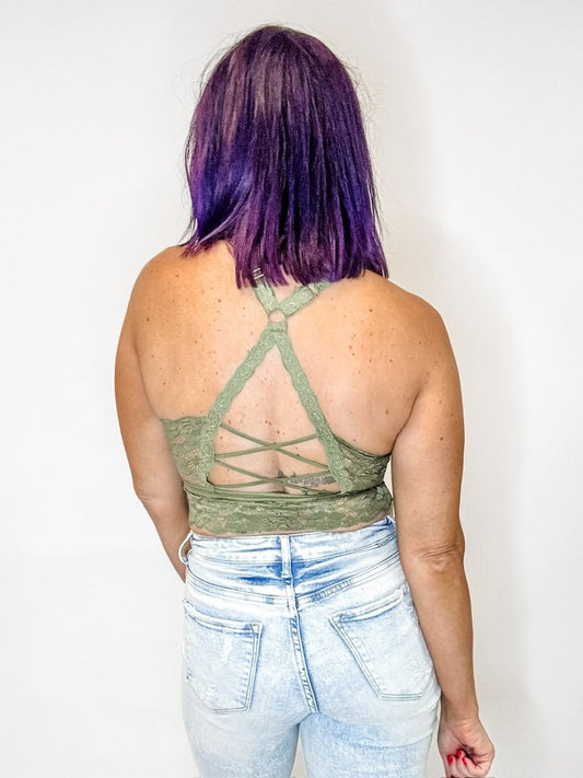 Juliette Deluxe Lace Bralette in Olive - Reg/Curvy - Macoma Boutique110 Tanks