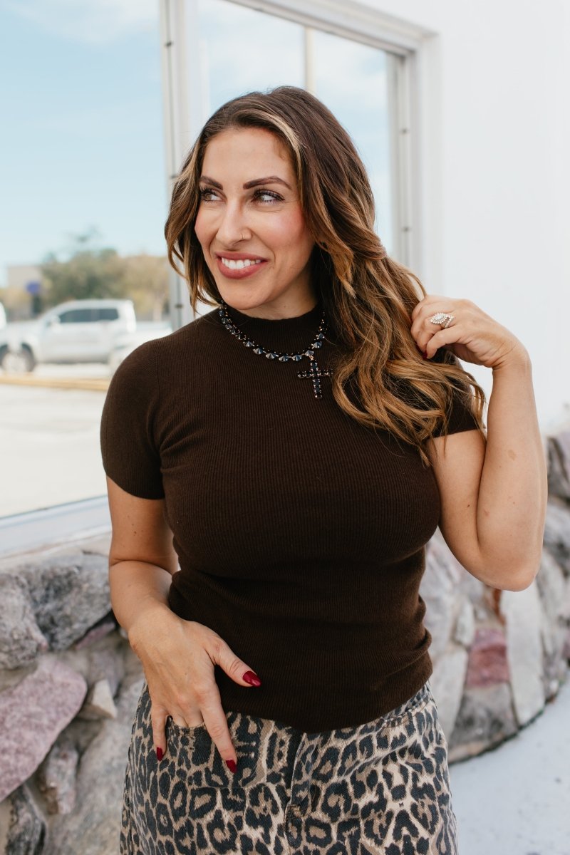 Keep It Moving Top In Chocolate - Macoma Boutique100 Short Sleeve