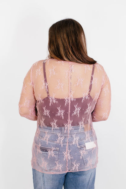 Lace Obsession Top in Pink - Reg/Curvy - FINAL SALE - Macoma Boutique120 Long Sleeve