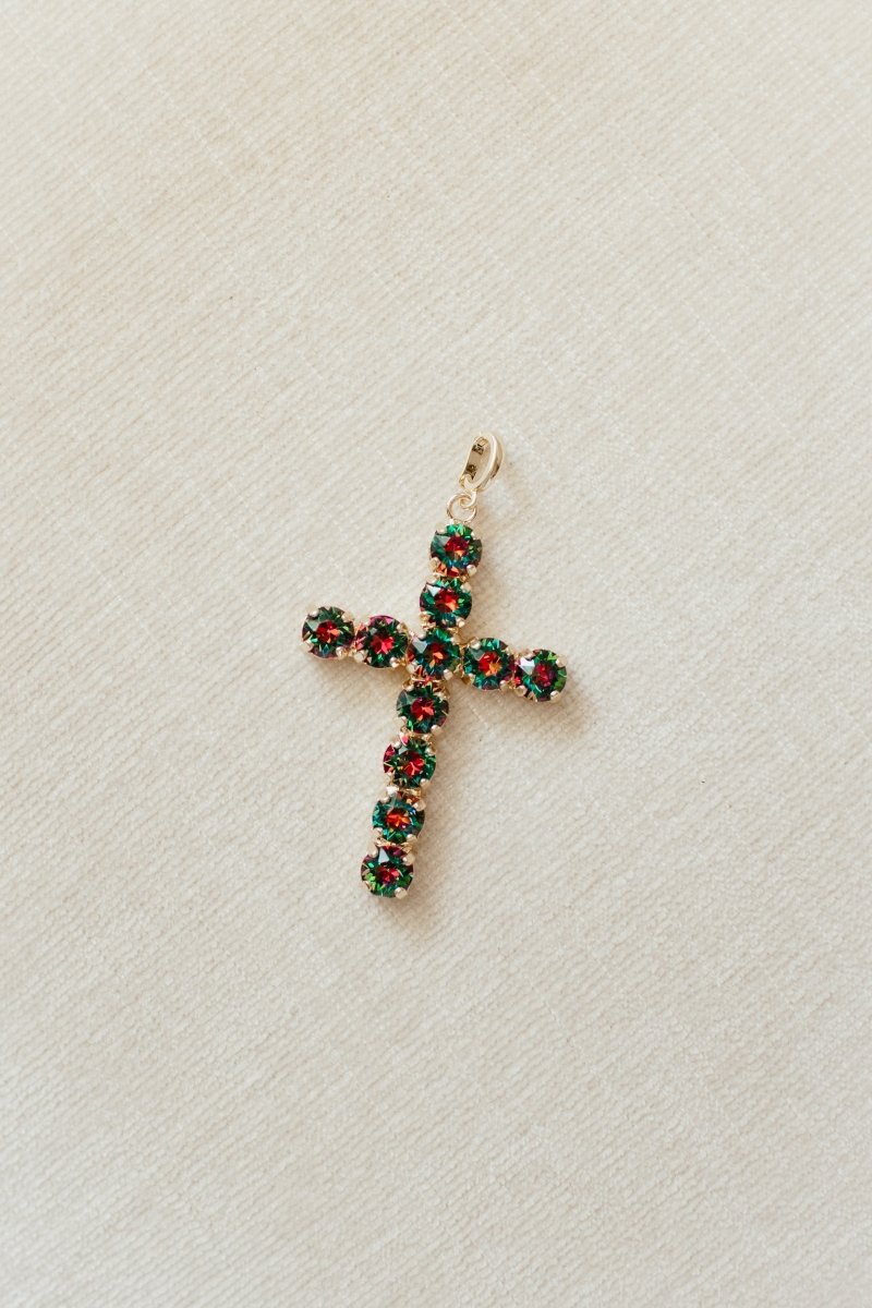 Large Cross Charm in Midnight Garden - Macoma Boutique315 Jewelry