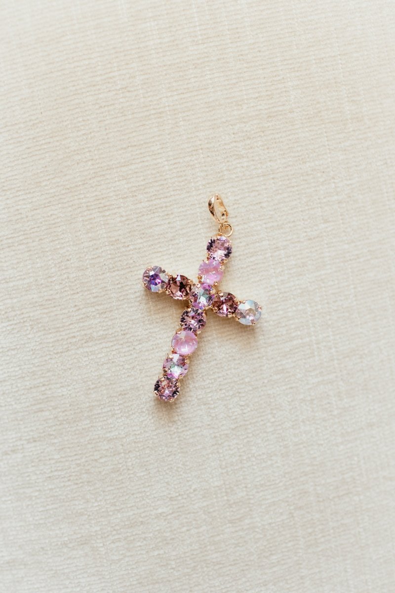 Large Cross Charm in Purple Mix - Macoma Boutique315 Jewelry