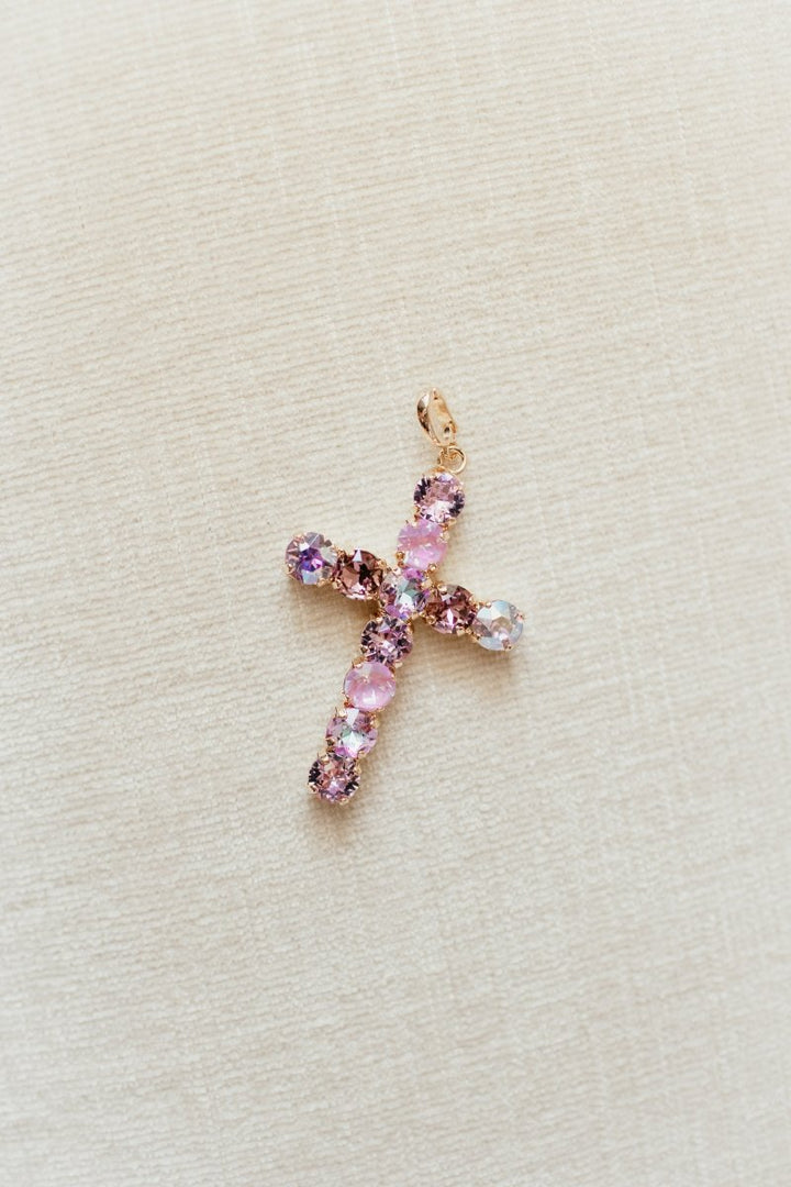 Large Cross Charm in Purple Mix - Macoma Boutique315 Jewelry