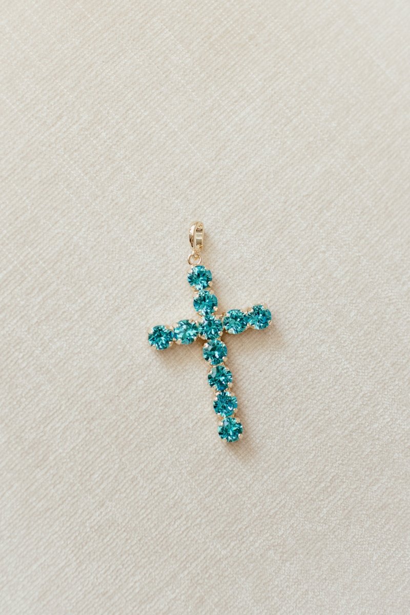 Large Cross Charm in Teal - Macoma Boutique315 Jewelry