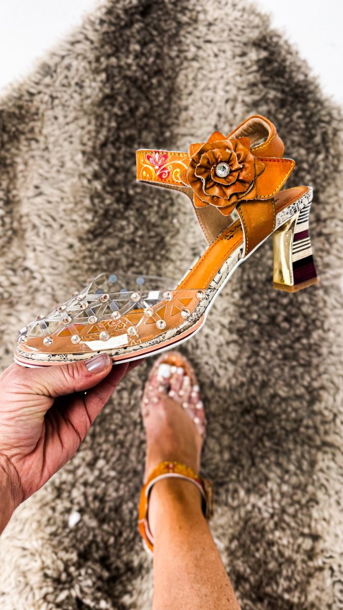 L'artiste Camel Multi Sassy Lady Heels - Macoma Boutique302 Wedges & Heels