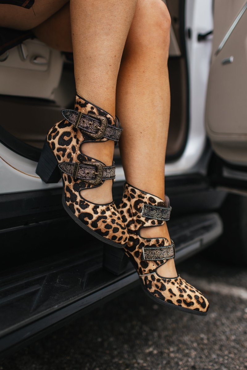 L'artiste Leopard Notched Boots - Macoma Boutique303 Mules & Boots